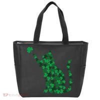 Happy Saint Patrick's Day Shamrock Cat Tote Bag thumb 0