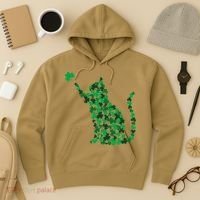 Happy Saint Patrick's Day Shamrock Cat Hoodie thumb 3
