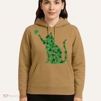 Happy Saint Patrick's Day Shamrock Cat Hoodie thumb 5