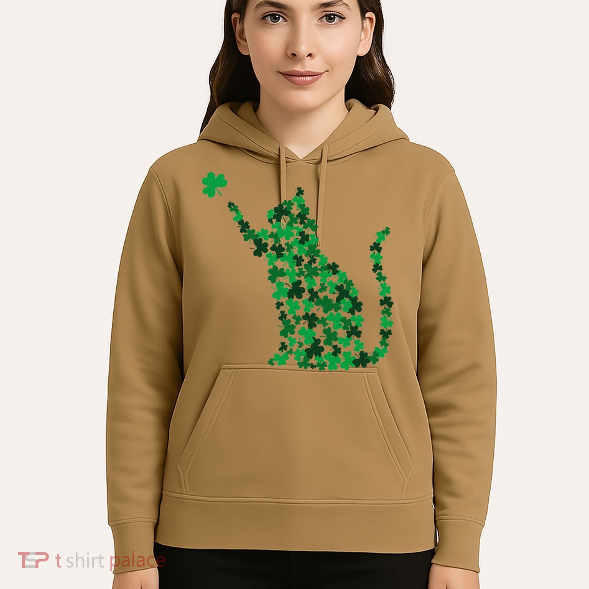 Happy Saint Patrick's Day Shamrock Cat Hoodie