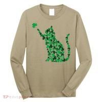 Happy Saint Patrick's Day Shamrock Cat Long Sleeve Shirt thumb 0