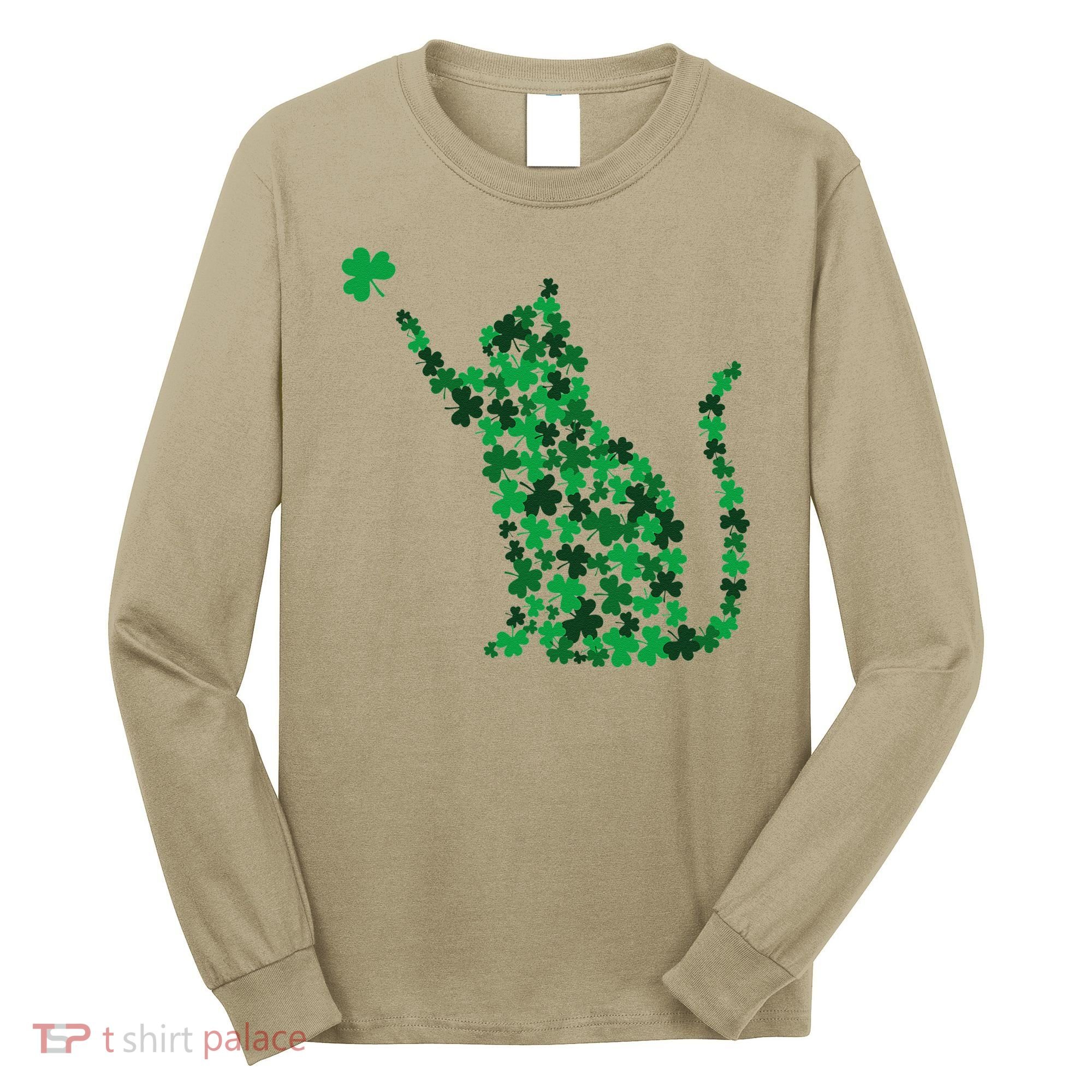 Happy Saint Patrick's Day Shamrock Cat Long Sleeve Shirt