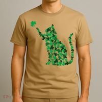 Happy Saint Patrick's Day Shamrock Cat T-Shirt thumb 3