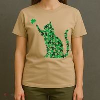 Happy Saint Patrick's Day Shamrock Cat T-Shirt thumb 4