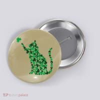 Happy Saint Patrick's Day Shamrock Cat Button thumb 0
