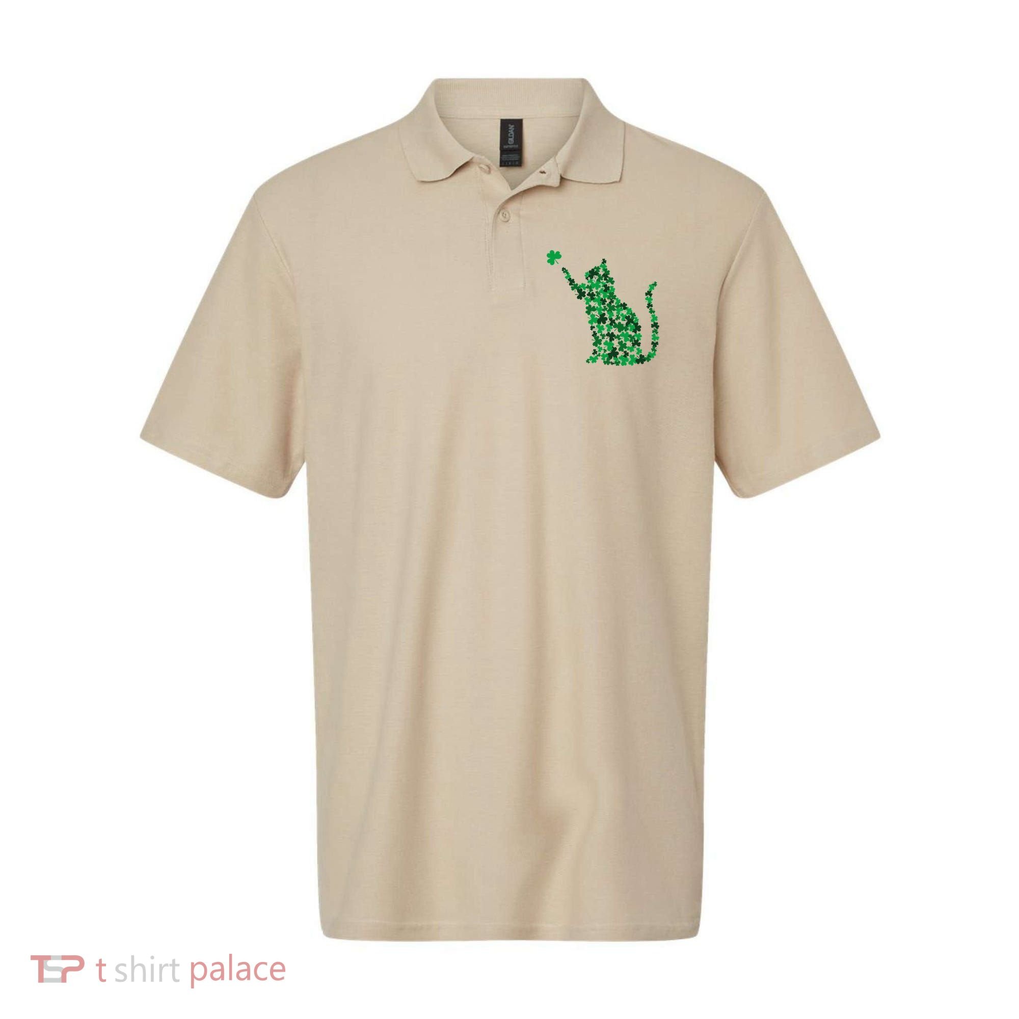 Happy Saint Patrick's Day Shamrock Cat Polo