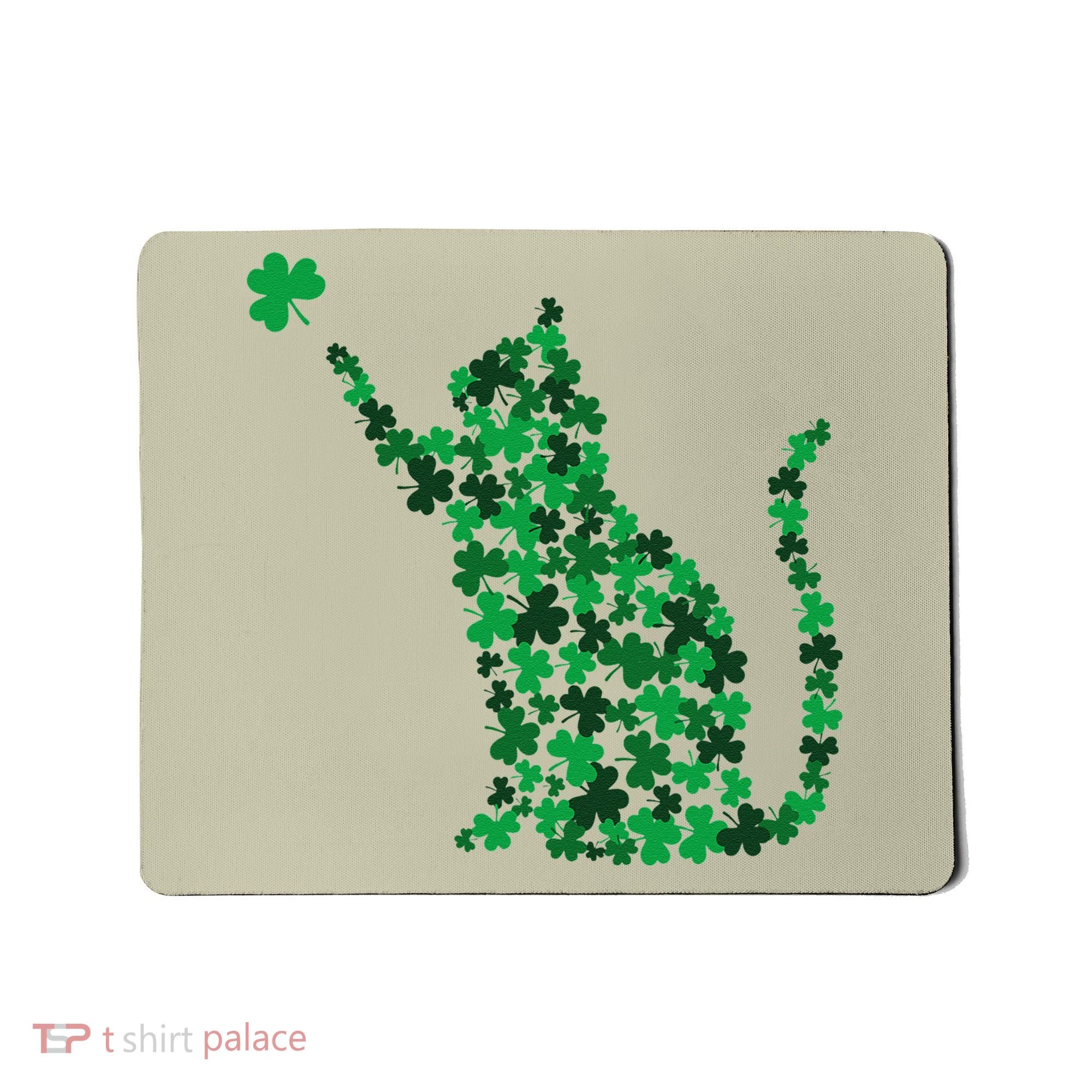 Happy Saint Patrick's Day Shamrock Cat Mousepad
