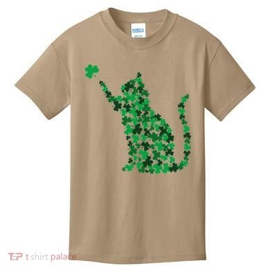 Happy Saint Patrick's Day Shamrock Cat Kids T-Shirt