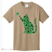 Happy Saint Patrick's Day Shamrock Cat Kids T-Shirt thumb 0