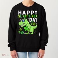 Happy St Pat T Rex Saint Patrick's Day Dinosaur Love Love Women's Sweatshirt thumb 0