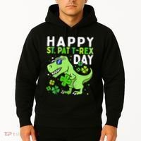 Happy St Pat T Rex Saint Patrick's Day Dinosaur Love Love Hoodie thumb 2