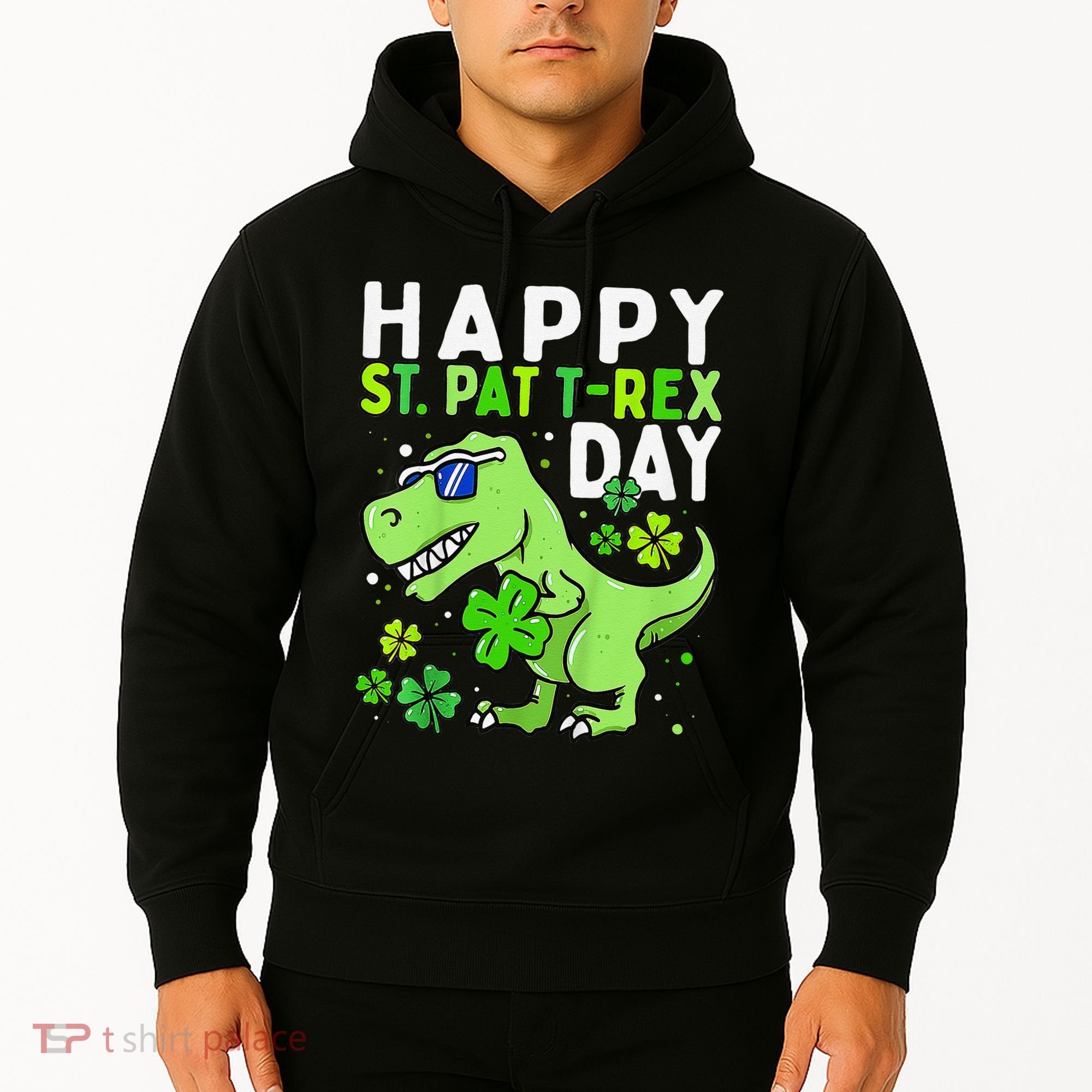 Happy St Pat T Rex Saint Patrick's Day Dinosaur Love Love Hoodie