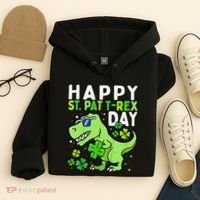 Happy St Pat T Rex Saint Patrick's Day Dinosaur Love Love Hoodie thumb 4
