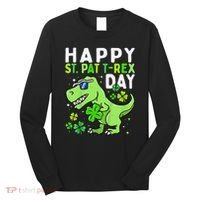 Happy St Pat T Rex Saint Patrick's Day Dinosaur Love Love Long Sleeve Shirt thumb 0