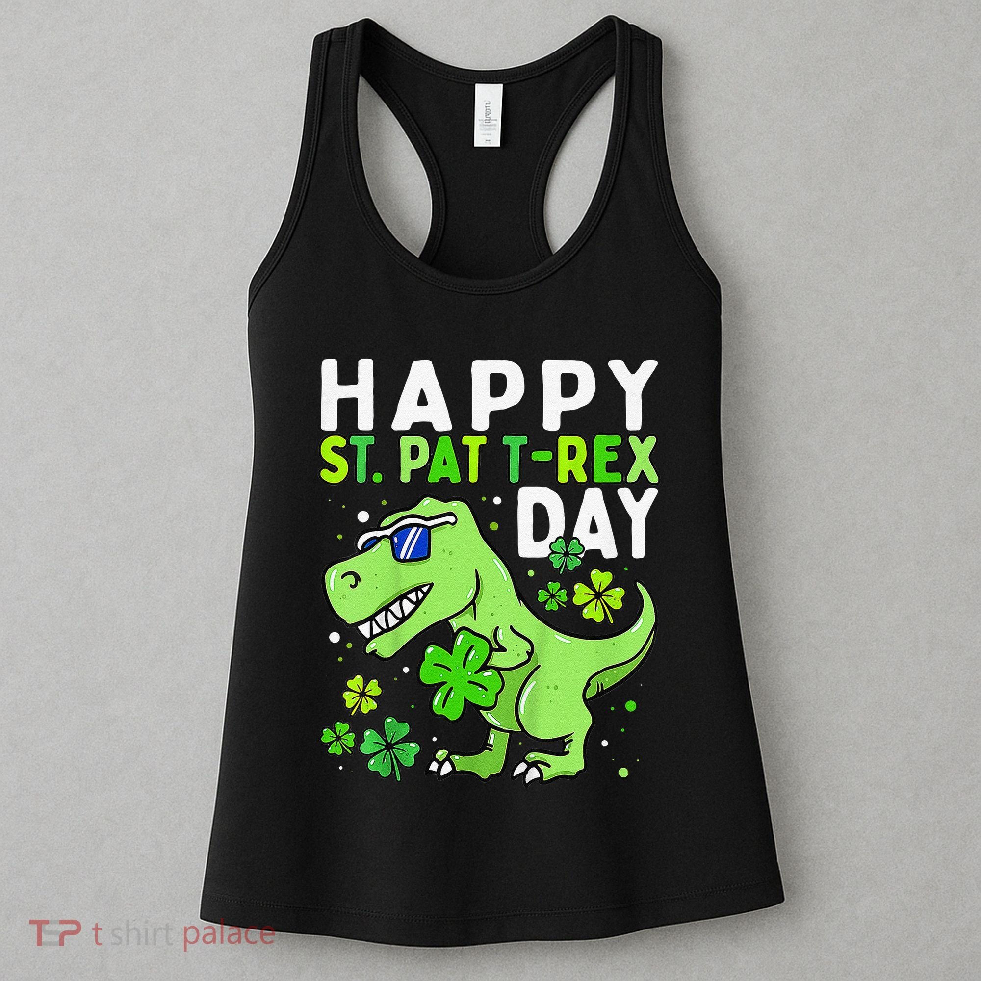 Happy St Pat T Rex Saint Patrick's Day Dinosaur Love Love Women's Tank Top