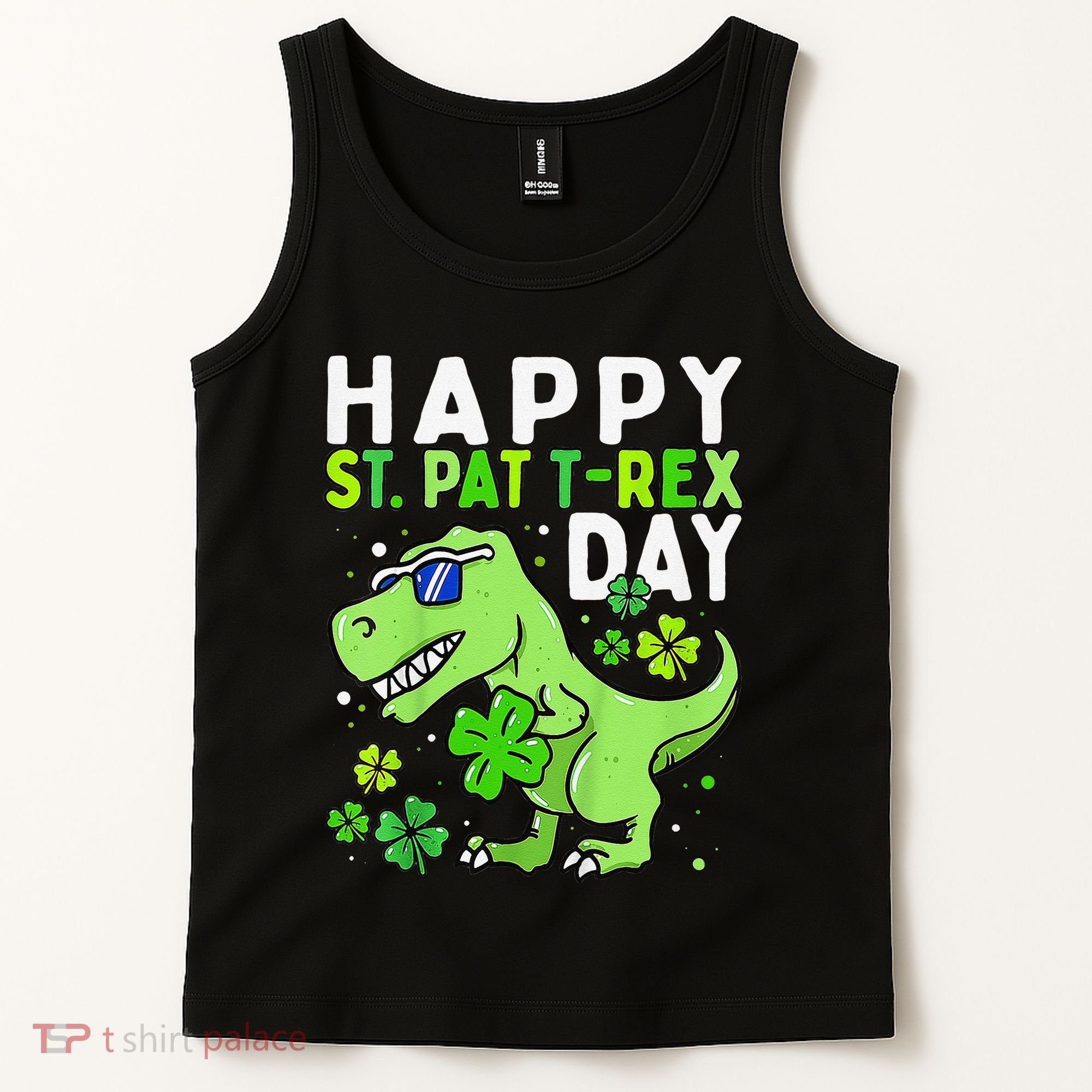 Happy St Pat T Rex Saint Patrick's Day Dinosaur Love Love Tank Top