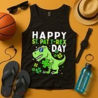 Happy St Pat T Rex Saint Patrick's Day Dinosaur Love Love Tank Top thumb 4
