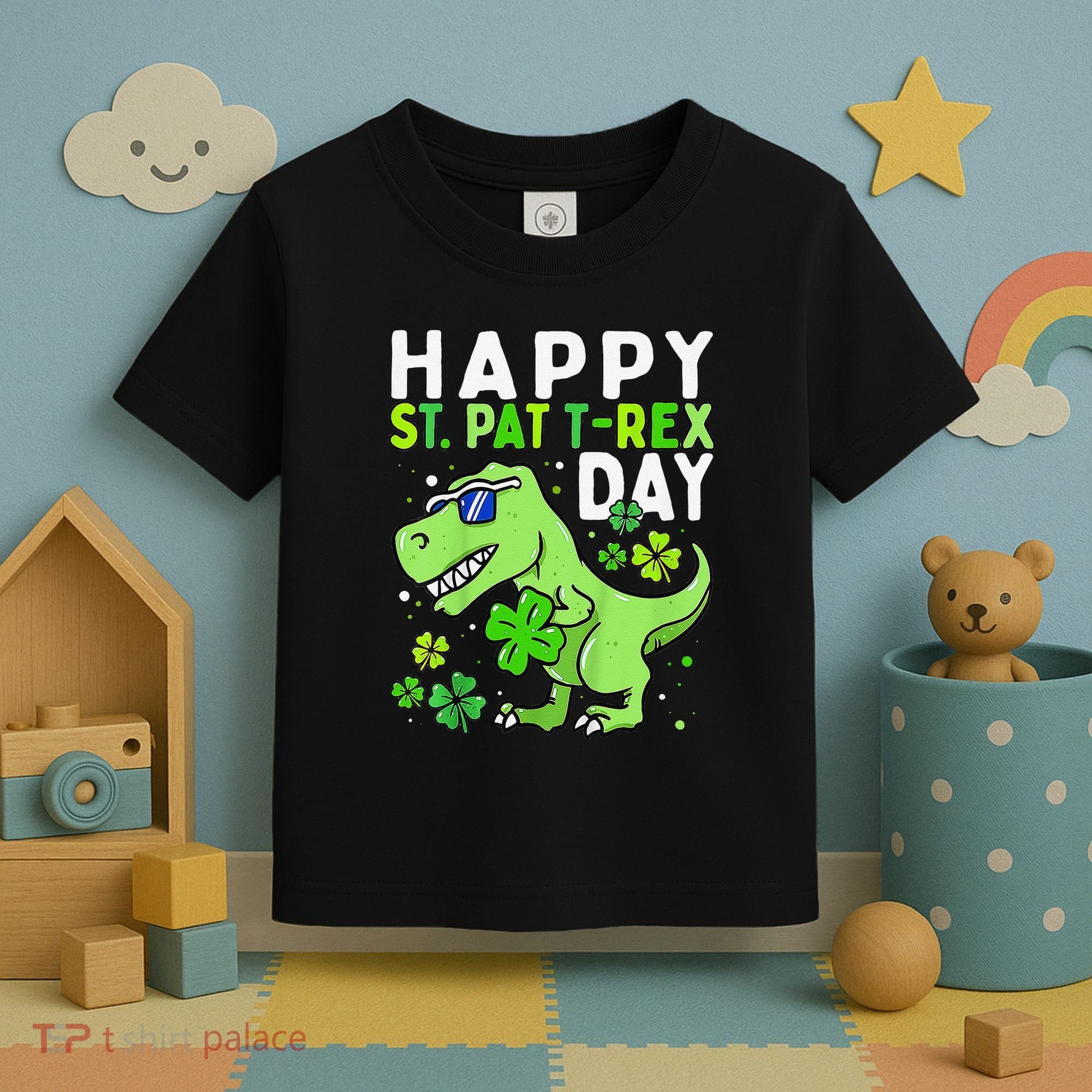Happy St Pat T Rex Saint Patrick's Day Dinosaur Love Love Toddler T-Shirt