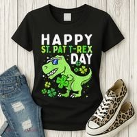 Happy St Pat T Rex Saint Patrick's Day Dinosaur Love Love Women's T-Shirt thumb 3