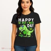 Happy St Pat T Rex Saint Patrick's Day Dinosaur Love Love Women's T-Shirt thumb 4