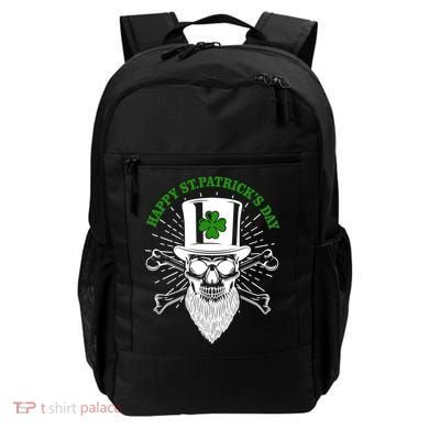 Happy St Patricks Day Irish Clover Skull Beard Backpack