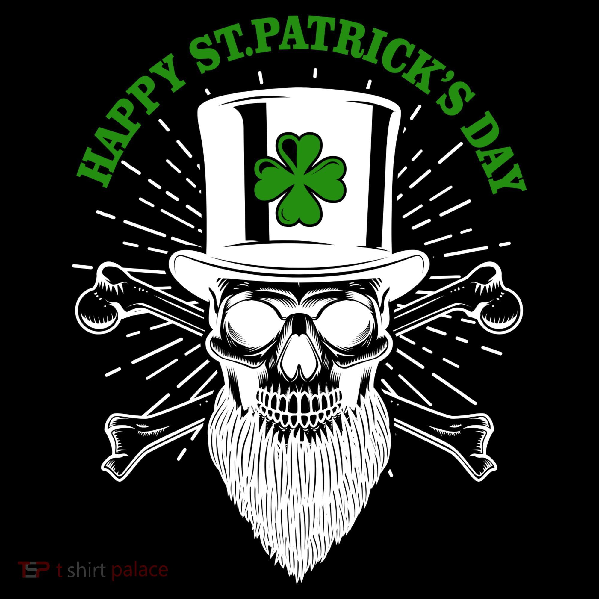 Happy St Patricks Day Irish Clover Skull Beard Coaster