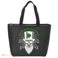 Happy St Patricks Day Irish Clover Skull Beard Tote Bag thumb 0