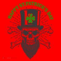 Happy St Patricks Day Irish Clover Skull Beard Santa Hat thumb 1
