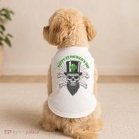 Happy St Patricks Day Irish Clover Skull Beard Doggie Tank thumb 2