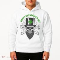 Happy St Patricks Day Irish Clover Skull Beard Hoodie thumb 2