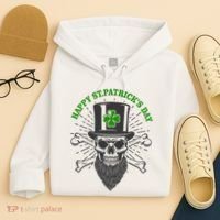 Happy St Patricks Day Irish Clover Skull Beard Hoodie thumb 4