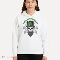 Happy St Patricks Day Irish Clover Skull Beard Hoodie thumb 5