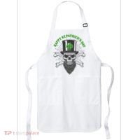 Happy St Patricks Day Irish Clover Skull Beard Apron thumb 0