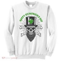Happy St Patricks Day Irish Clover Skull Beard Sweatshirt thumb 0