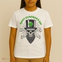 Happy St Patricks Day Irish Clover Skull Beard T-Shirt thumb 4