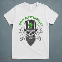 Happy St Patricks Day Irish Clover Skull Beard T-Shirt thumb 5