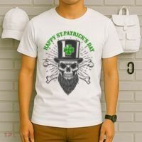 Happy St Patricks Day Irish Clover Skull Beard T-Shirt thumb 6