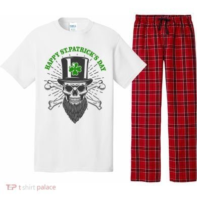 Happy St Patricks Day Irish Clover Skull Beard Pajama Set