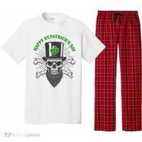 Happy St Patricks Day Irish Clover Skull Beard Pajama Set thumb 0