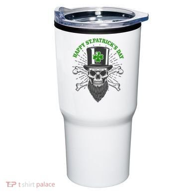 Happy St Patricks Day Irish Clover Skull Beard Tumbler