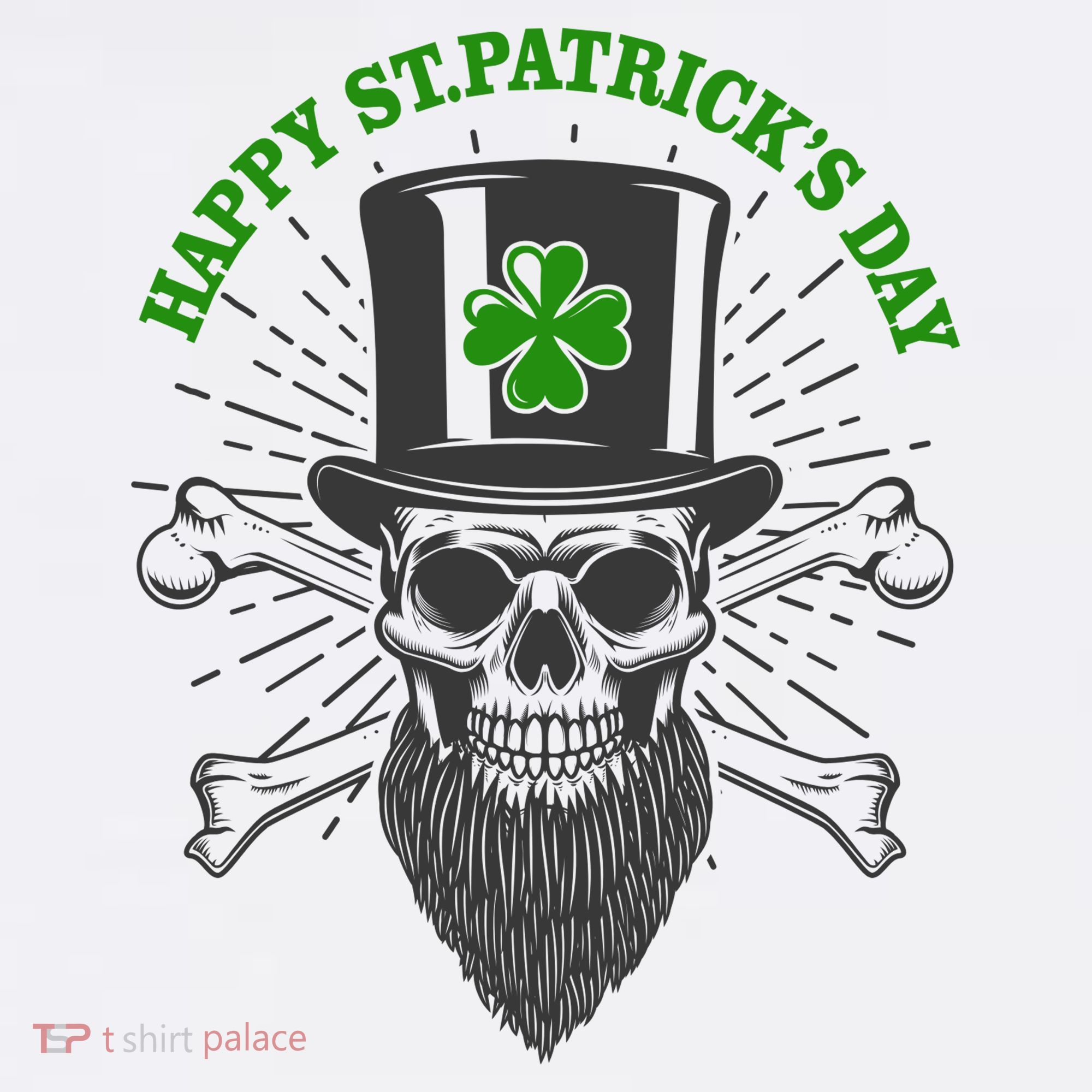 Happy St Patricks Day Irish Clover Skull Beard Tank Top
