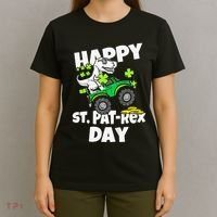 Happy St Pat T Rex Saint Patrick's Day Dinosaur Love T-Shirt thumb 4