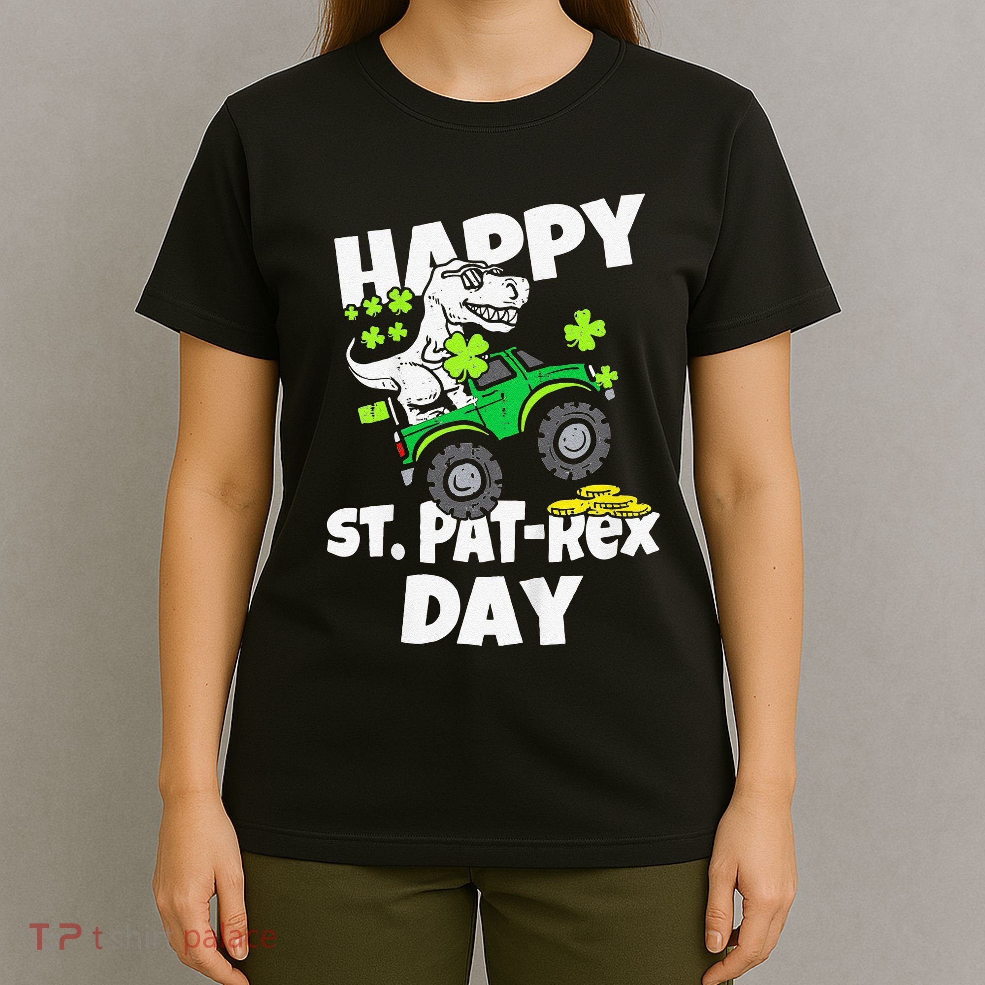 Happy St Pat T Rex Saint Patrick's Day Dinosaur Love T-Shirt