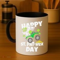 Happy St Pat T Rex Saint Patrick's Day Dinosaur Love Coffee Mug thumb 4