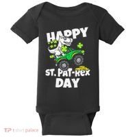 Happy St Pat T Rex Saint Patrick's Day Dinosaur Love Baby Bodysuit thumb 0