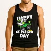 Happy St Pat T Rex Saint Patrick's Day Dinosaur Love Tank Top thumb 3
