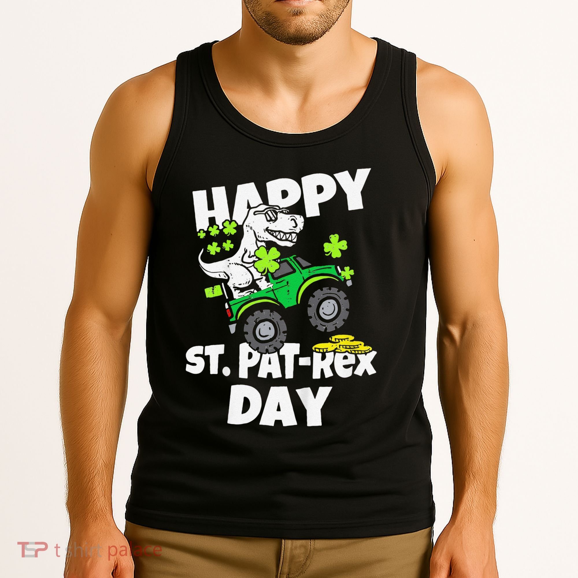 Happy St Pat T Rex Saint Patrick's Day Dinosaur Love Tank Top