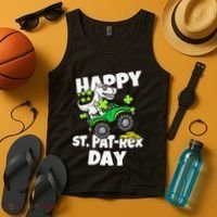 Happy St Pat T Rex Saint Patrick's Day Dinosaur Love Tank Top thumb 4