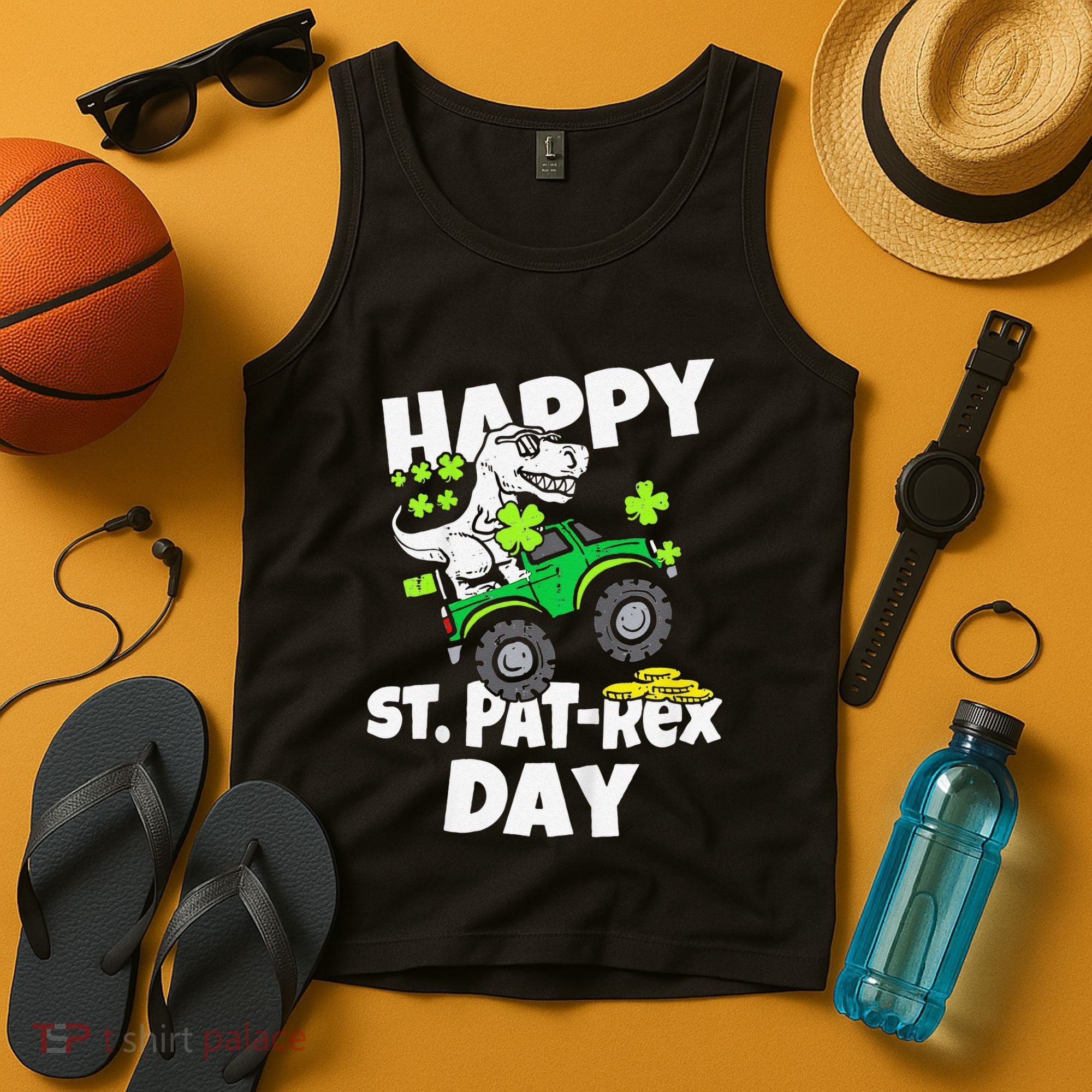Happy St Pat T Rex Saint Patrick's Day Dinosaur Love Tank Top