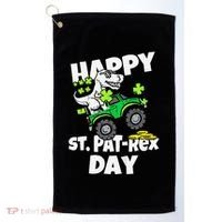 Happy St Pat T Rex Saint Patrick's Day Dinosaur Love Golf Towel thumb 0
